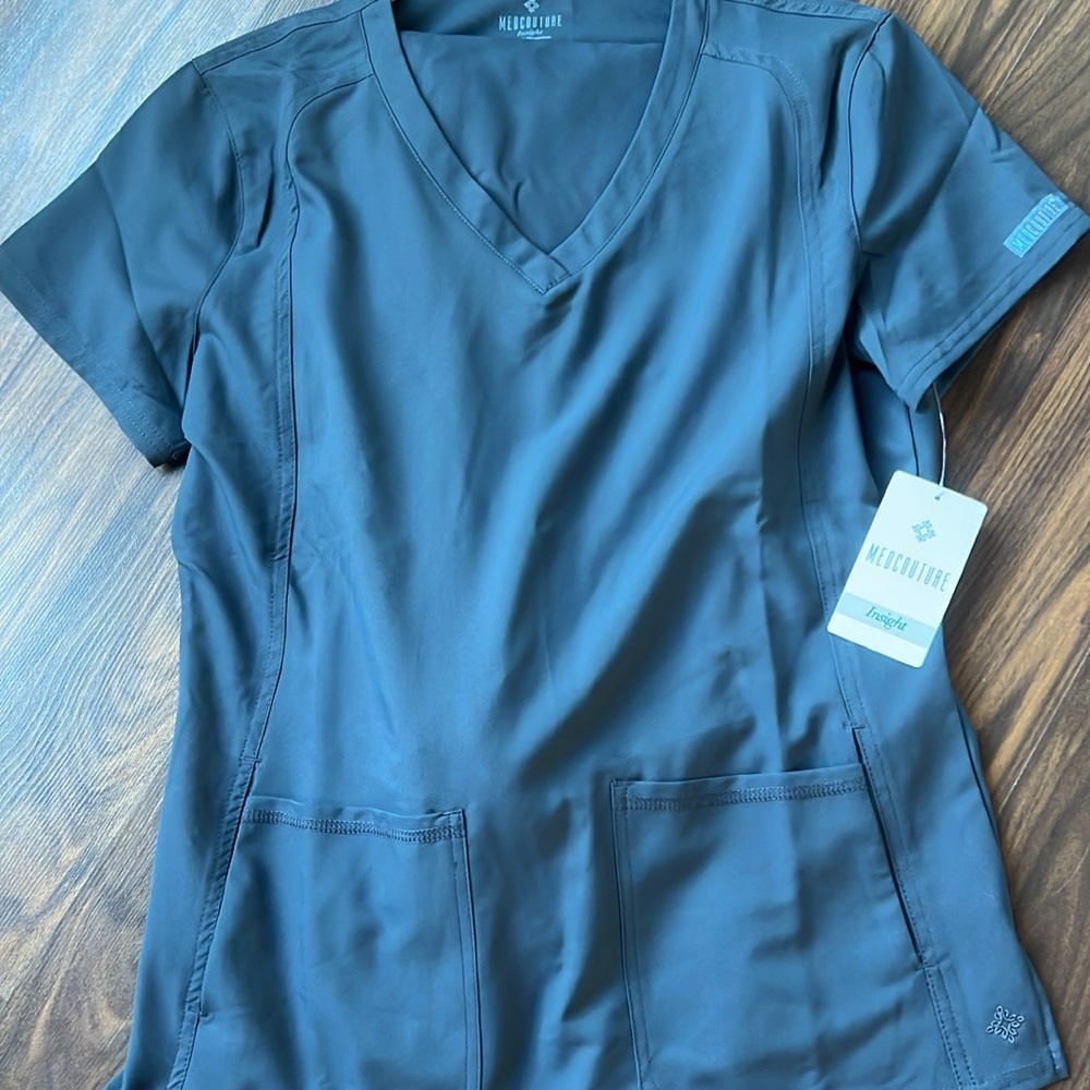 Med Couture Women's Dark Blue V-Neck Scrub Top & pants